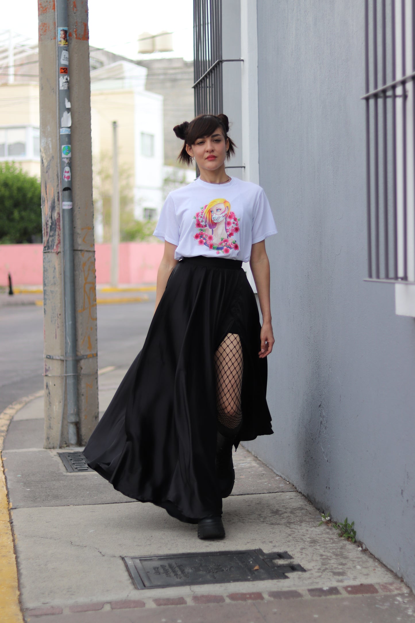 Falda circular con abertura Negra