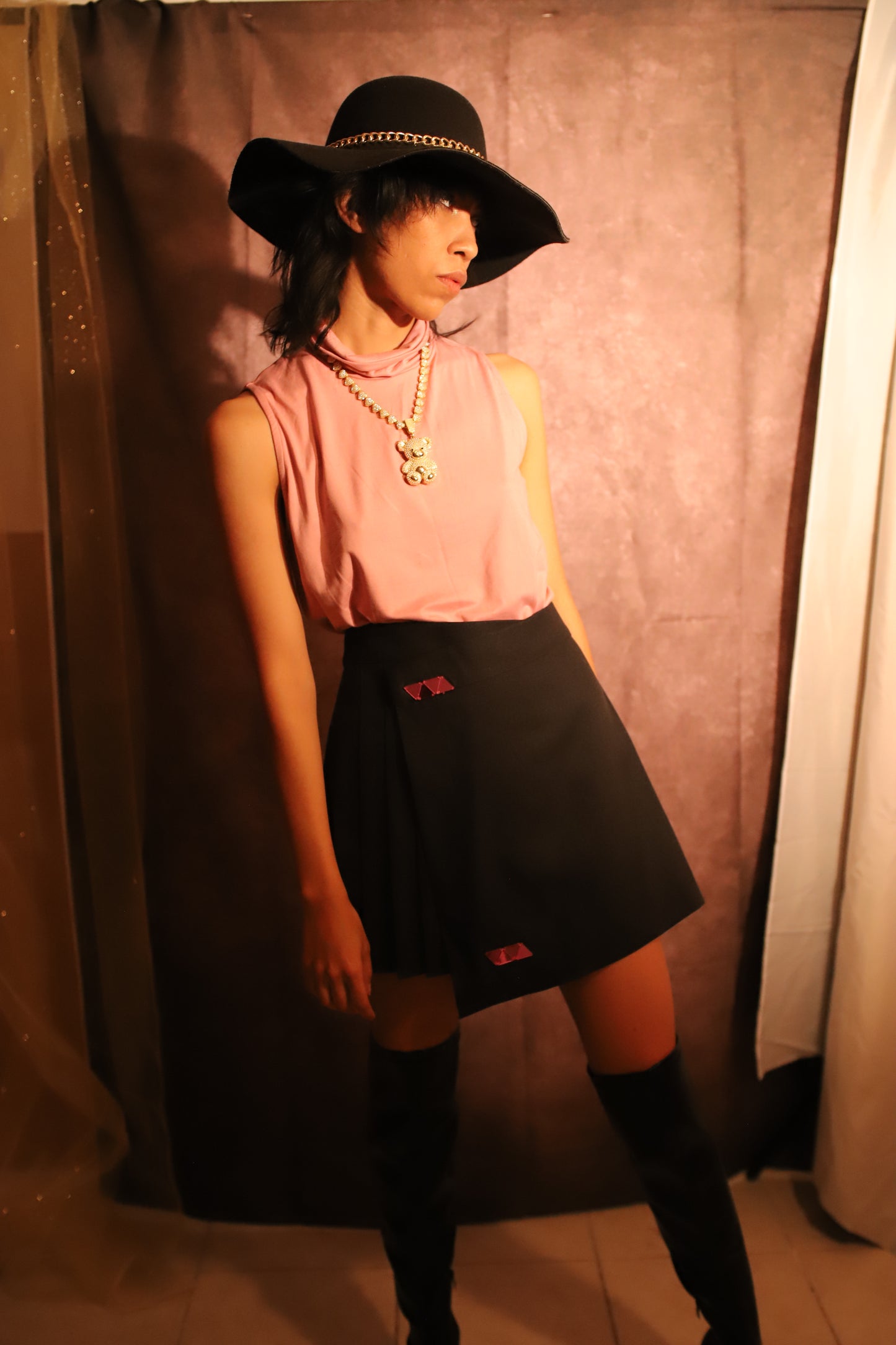 Falda tableada Negra