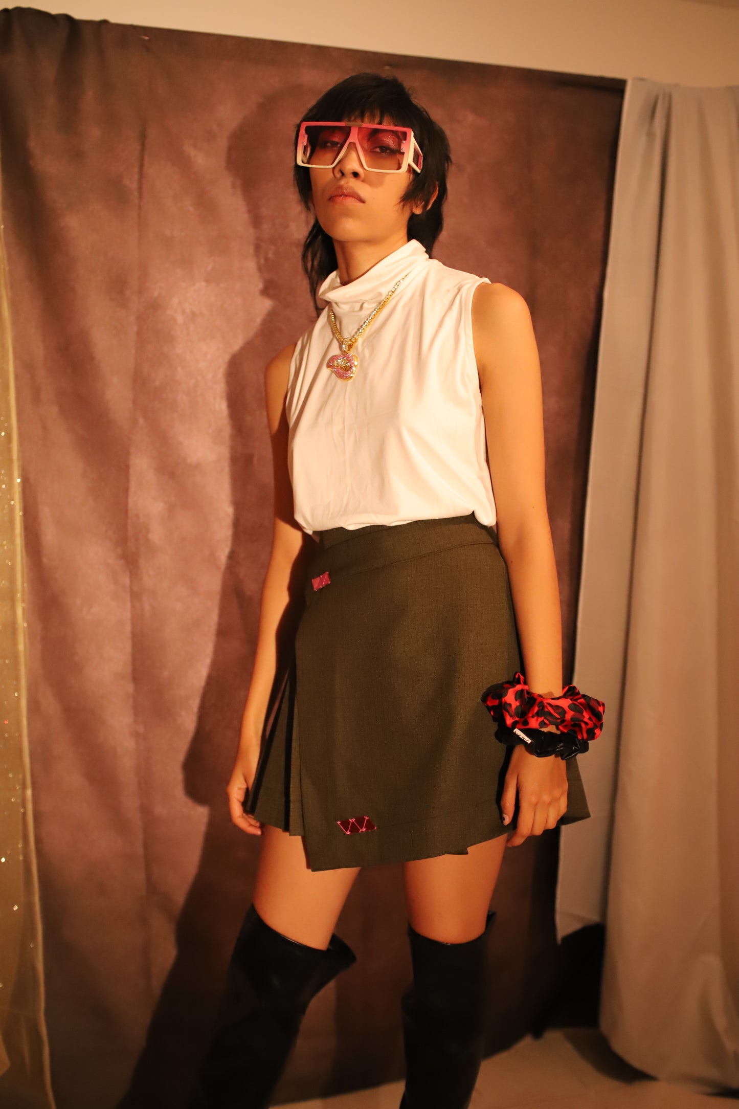 Falda tableada verde