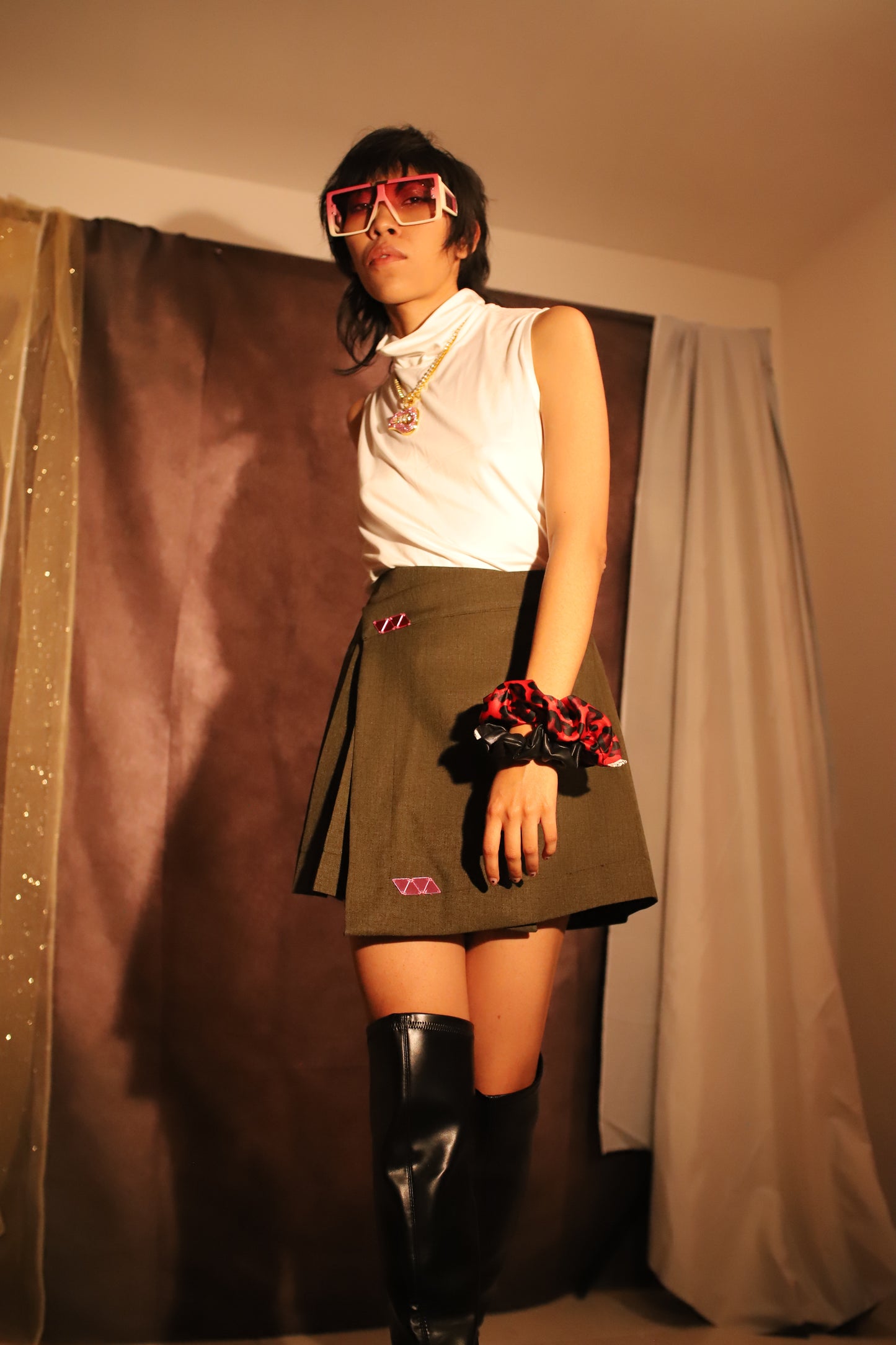 Falda tableada verde