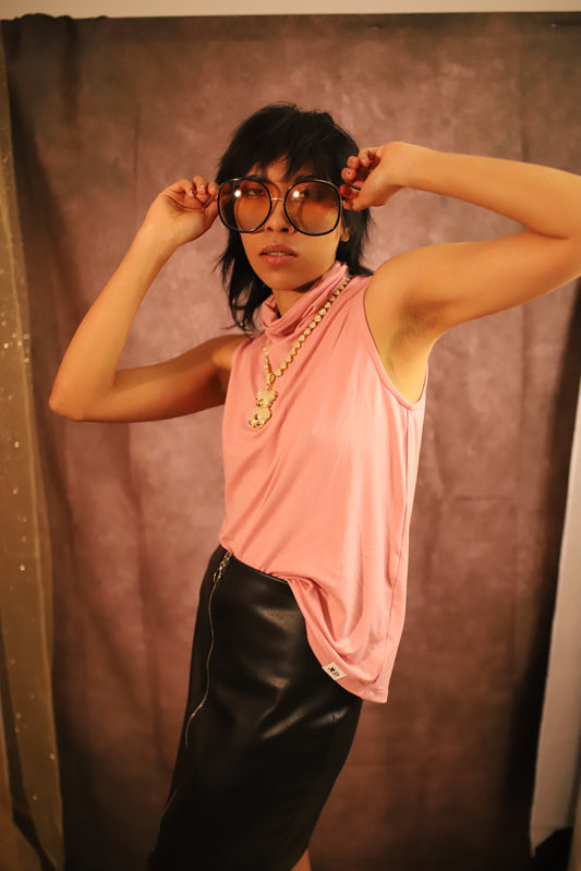 T-shit cuello de tortuga Rosa